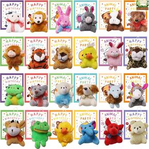 48 Pack Mini Animal Plush Toy Party Favor Stuffed Toy Card Small Stuffed Animal Bulk Key Chain for Kids,School Gift,Graduation Gift,Bulk Carnival Prize,Valentine's Day Party Gift