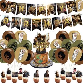 Rings Party Decorations,Birthday Party Supplies For Rings Party Supplies Includes Banner - Cake Topper - 12 Cupcake Toppers - 18 Balloons