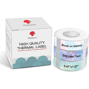 Phomemo D30 Label Maker Tape-Nebula/Galaxy Series Pattern Paper, Sticker Thermal Self-Adhesive Label Tape, Gift for Decoration, 12mm x 40mm (1/2" x11/2) 3 Rolls, 480PCS