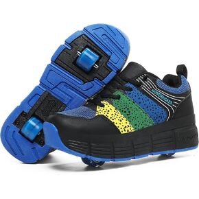 Kids Roller Skate Shoes with Wheels Roller Sneakers for Boys Girls Kids Deformation Wheeled Shoes ﻿