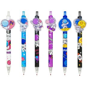 12PCS Novelty Spaceman Pens Astronaut Pens Retractable gel Pen Interplanetary Space Roller ball Black Ink For School Supplies Office Party Birthday.