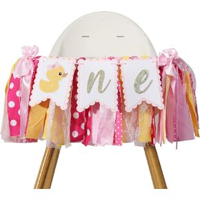 Duck High Chair Banner - Duck 1st Birthday Party Decoration,Duck First/One High Chair Banner,Pink Rubber Duck 1st Banner,Ducky Birthday Party Baby Shower
