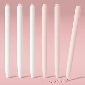 BAYTORY 6Pcs Rotatable Gel Pens, Aesthetic Pen Black Ink Quick Dry, 0.5mm Fine Point Pen, Rolling Ball Pen Smooth Writing for Journaling School Office Supplies (Pink)
