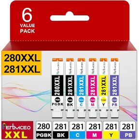 TS8222 Ink Cartridges PGI-280 CLI-281 280 281 Compatible Ink Replacement for Canon 280 281 XXL Ink Cartridge use for Pixma TS8222 TS8300 TS8200 TS8220 TS9100 TS8322 TS8100 TS9120 TS8320 TS8120 Printer