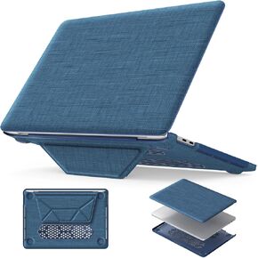 HXCASEAC Case Compatible with MacBook Pro 13 inch Case 2022 2020 with Foldable Stand, Anti-Scratching Protective Hard Shell Cover forA2338, A2289, A2251, A2159, A1989 Fabric, Navy
