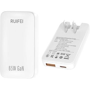 65W USB c Charger,Flat USB Wall Charger,Dual USB C Charger with Foldable Plug for Travel,Supports PD3.0 and PPS protocols,Charging Multiple Devices Such as laptops,Tablets,Phones,etc, Black