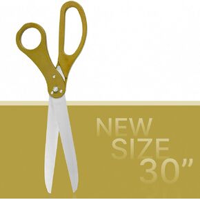 Extra Large Grand Opening Ceremony Kit – 30 Inch Gold Ceremonial Scissors for Ribbon Cutting and Gold Satin Ribbon 7.65 YD for Special Event Giant Scissors Gold for Inauguration and Ceremony