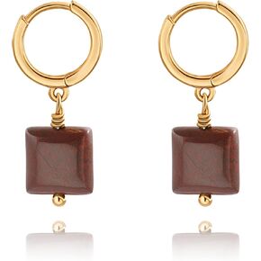 Small Gold Huggie Hoop Earrings Shell Pearl Drop Dangle Post Earrings Hanging Lightweight Handmade Jewelry for women…