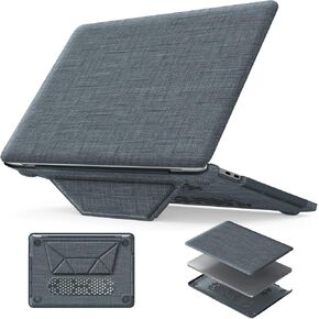 HXCASEAC Case Compatible with MacBook Pro 13 inch Case 2022 2020 with Foldable Stand, Anti-Scratching Protective Hard Shell Cover forA2338, A2289, A2251, A2159, A1989 Fabric, Grayish Blue