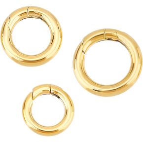 UNICRAFTALE 3pcs 3 Sizes Golden Spring Gate Rings 304 Stainless Steel Snap Clasps 9~13mm Inner Diameter Ion Plating(IP) Round Rings for DIY Jewelry Making
