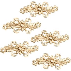 WANDIC Cardigan Clips, 5 Pairs Retro Chrysanthemum Flower Cape Fasteners Sew On Hooks and Eyes Cardigan Clip Cloak Clasp Fasteners for Sweater Shawl, Light Gold