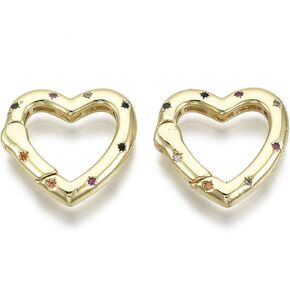 Craftdady 5ps Micro Pave Cubic Zirconia Spring Gate Ring Clasp CZ Rhinestone Golden Brass Oval Trigger Spring Snap Clip Hook Buckle for Keychain Jewelry Making 28x15mm