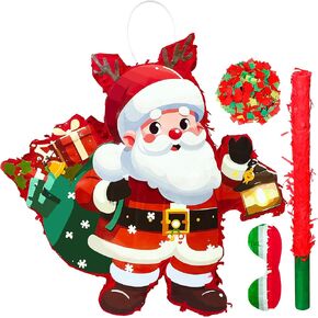 عيد الميلاد سانتا كلوز بينياتا، 13.3 بوصة حزمة بينياتا عيد الميلاد، سانتا كلوز بينياتا، ألعاب حفلات عيد الميلاد عصا معصوب العينين وما إلى ذلك زينة عيد الميلاد لديكورات حفلات عيد الميلاد بيناتا in Kuwait