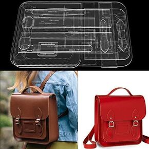 AAB-607 Backpack Acrylic Template Leather Pattern Leisure Backpack Acrylic Leather Pattern Leather Templates (Large（11.02x11.81x4.33inch）)