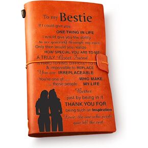 Bestie Leather Journal Notebook from Women Sisters - to My Bestie a Truly Great Friend Engraved Leather Travel Journal Friendship Embossed Writing Journal Gift