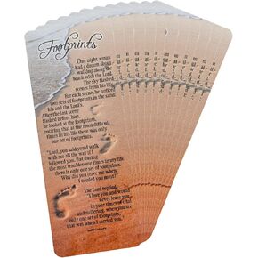 Footprints Inspirational Poem Sandy Waves Cardstock Bookmarks, Pack of 12