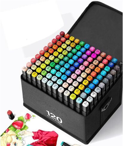 NAMOLY Dual Tip Alcohol Brush Markers Set,Permanent Sketch Art Markers Pens Coloring Markers for Painting Marking Sketching Multicolor (100) in Saudi Arabia
