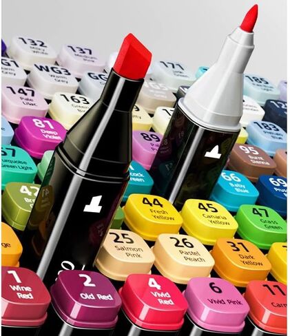 NAMOLY Dual Tip Alcohol Brush Markers Set,Permanent Sketch Art Markers Pens Coloring Markers for Painting Marking Sketching Multicolor (100) in Saudi Arabia