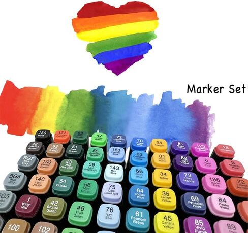 NAMOLY Dual Tip Alcohol Brush Markers Set,Permanent Sketch Art Markers Pens Coloring Markers for Painting Marking Sketching Multicolor (100) in Saudi Arabia