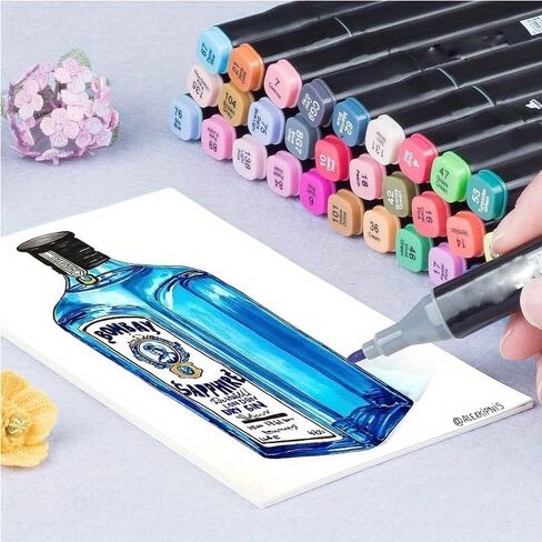 NAMOLY Dual Tip Alcohol Brush Markers Set,Permanent Sketch Art Markers Pens Coloring Markers for Painting Marking Sketching Multicolor (100) in Saudi Arabia