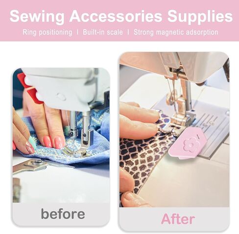 Magnetic Seam Guide for Sewing Machine - Upgraded Multifunctional Polygonal Hemmer Guide with Scale, Universal Sewing Accessories & Supplies for Magnet Making Machine-Pink 1 Pack in Saudi Arabia