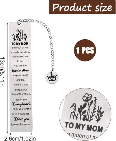Mom Gift Bookmark, Book Markers for Women Stainless Steel Mother's Day Bookmarks from Daughter Son Mum Birthday Gift for Mother Mommy Reading Book Lovers Grandma Christmas in Saudi Arabia