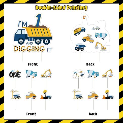 Construction 1st Birthday Decorations Boy, I’m Digging Being 1st Birthday Cupcake Toppers Cake Topper Dump Truck Decors for Boys Construction One Year Old Birthday Decorations in Saudi Arabia