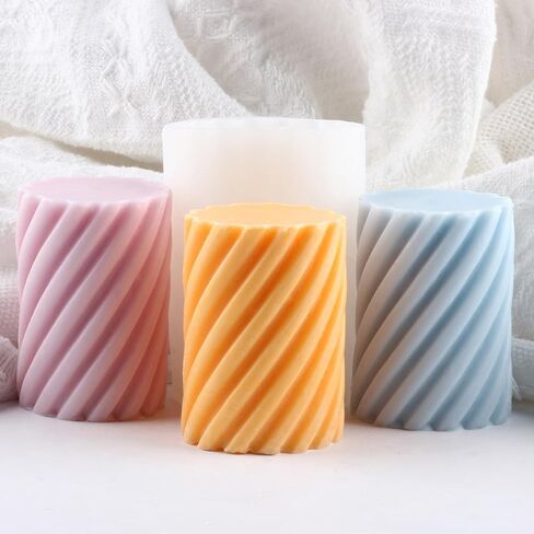 Spiral Candle Mold Spiral Pillar Silicone Candle Molds Spiral Cylinder Resin Casting Mold for Candle Making Candle Home Decorate Mold Aromatherapy Gypsum Candles Clay Craft in Saudi Arabia