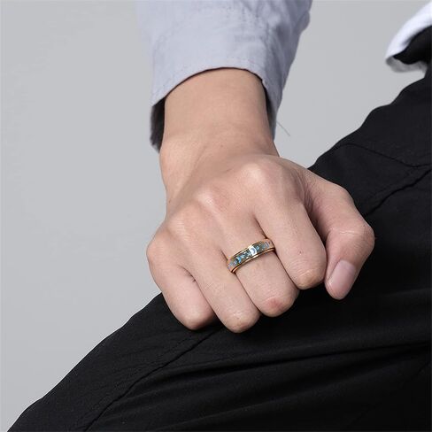 Stainless Steel Spinner Ring, Moon Star Rotatable Luminous Ring Fidget Rings Halloween Glowing Star Ring Engagement Wedding Promise Ring for Women Men Size 7-11 in Kuwait