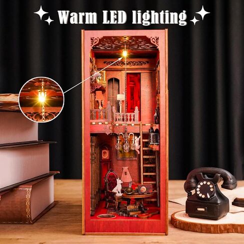 KAAYEE DIY Book Nook Kit، لغز خشبي ثلاثي الأبعاد مصغر لرف الكتب مع ضوء LED، مجموعات زوايا الكتب للبالغين في سن المراهقة، مجموعة بيت الدمى in Kuwait