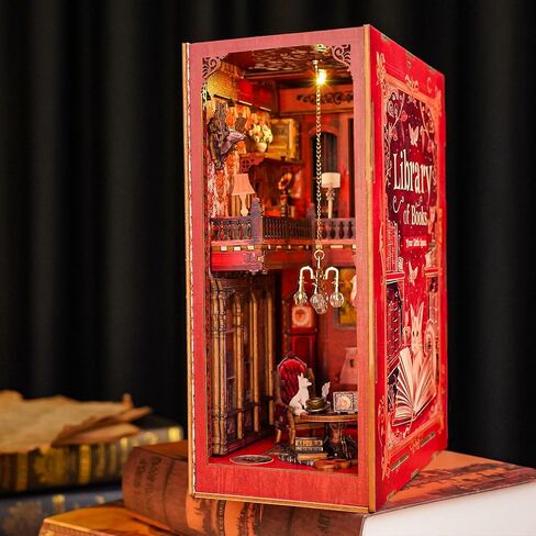 KAAYEE DIY Book Nook Kit، لغز خشبي ثلاثي الأبعاد مصغر لرف الكتب مع ضوء LED، مجموعات زوايا الكتب للبالغين في سن المراهقة، مجموعة بيت الدمى in Kuwait