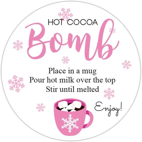 1.9 Inch Stickers Hot Cocoa Bomb Instructions 60 Labels (Black-White) in Kuwait