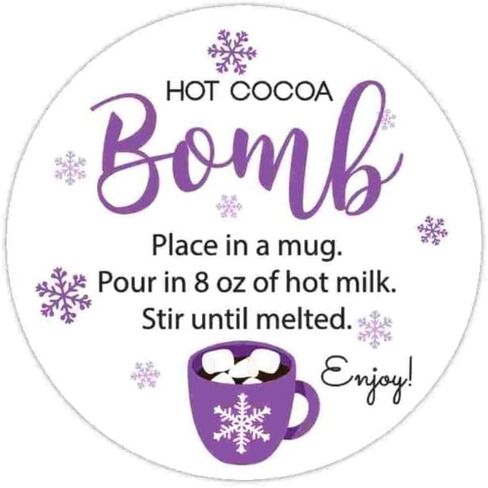 1.9 Inch Stickers Hot Cocoa Bomb Instructions 60 Labels (Black-White) in Kuwait