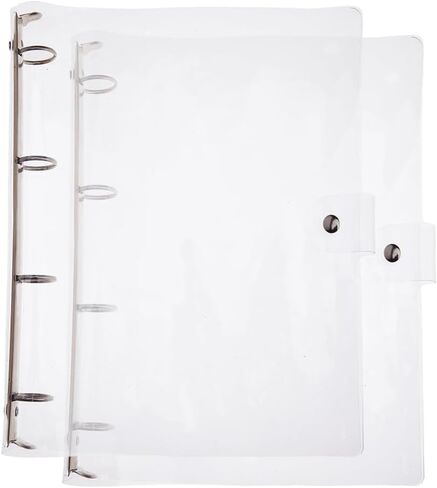 SUPERFINDINGS 2PCS Clear B5 Notebook Binder PVC Plastic Binder Covers 9-Ring Loose Leaf Binder 11.02x8.6x1.02inch Planner Binder Round Ring Clear Binder Cover Protector Snap in Saudi Arabia