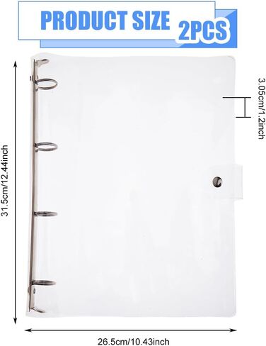 SUPERFINDINGS 2PCS Clear B5 Notebook Binder PVC Plastic Binder Covers 9-Ring Loose Leaf Binder 11.02x8.6x1.02inch Planner Binder Round Ring Clear Binder Cover Protector Snap in Saudi Arabia