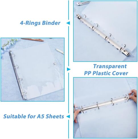 SUPERFINDINGS 2PCS Clear B5 Notebook Binder PVC Plastic Binder Covers 9-Ring Loose Leaf Binder 11.02x8.6x1.02inch Planner Binder Round Ring Clear Binder Cover Protector Snap in Saudi Arabia
