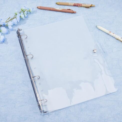 SUPERFINDINGS 2PCS Clear B5 Notebook Binder PVC Plastic Binder Covers 9-Ring Loose Leaf Binder 11.02x8.6x1.02inch Planner Binder Round Ring Clear Binder Cover Protector Snap in Saudi Arabia
