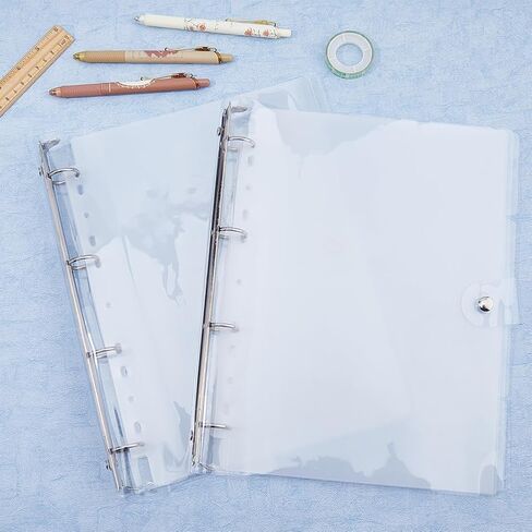 SUPERFINDINGS 2PCS Clear B5 Notebook Binder PVC Plastic Binder Covers 9-Ring Loose Leaf Binder 11.02x8.6x1.02inch Planner Binder Round Ring Clear Binder Cover Protector Snap in Saudi Arabia