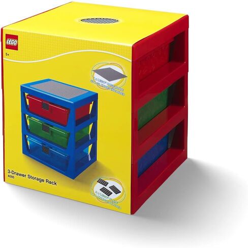 Room Copenhagen LEGO 3-Drawer Plastic Storage Rack System, 13-2/3 x 12-3/4 x 15 in, Red in Saudi Arabia
