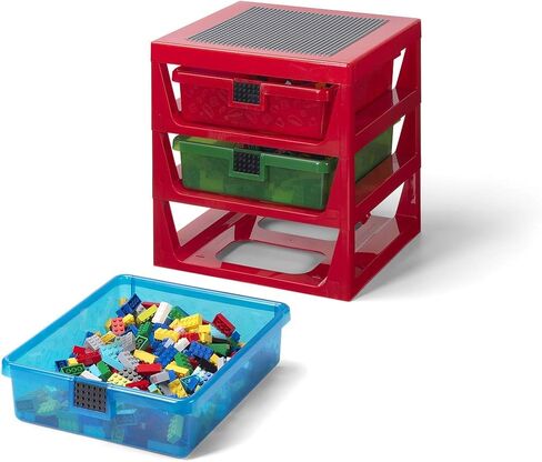 Room Copenhagen LEGO 3-Drawer Plastic Storage Rack System, 13-2/3 x 12-3/4 x 15 in, Red in Saudi Arabia
