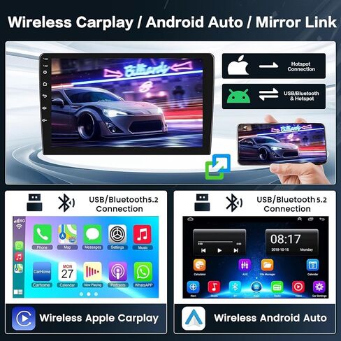 【4+64】 راديو سيارة لسيارة Subaru Forester 2002-2008، ستيريو Android 12 مع CarPlay اللاسلكي وAndroid Auto، يدعم GPS/Bluetooth5.2/SWC/WiFi/FM/كاميرا احتياطية/MIC/EQ/DSP/شاشة مقسمة in Kuwait