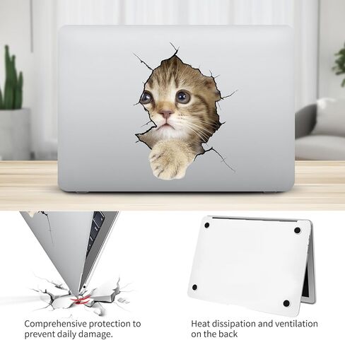 Seorsok متوافق مع MacBook Air 13 بوصة Case2022 2021 2020 2019 2018 الإصدار A1932 A2179 M1 A2337 Touch ID، حافظة صلبة بلاستيكية شفافة غير لامعة لطيفة مع غطاء لوحة مفاتيح شفاف، قطة in Kuwait