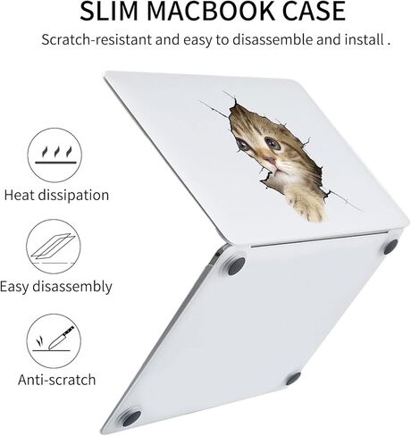 Seorsok متوافق مع MacBook Air 13 بوصة Case2022 2021 2020 2019 2018 الإصدار A1932 A2179 M1 A2337 Touch ID، حافظة صلبة بلاستيكية شفافة غير لامعة لطيفة مع غطاء لوحة مفاتيح شفاف، قطة in Kuwait