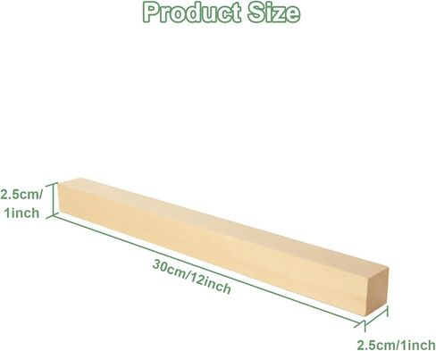 20 حزمة من مكعبات نحت خشب الزيزفون غير المكتملة، مكعبات خشبية غير مكتملة مقاس 12 × 1 × 1 بوصة للحرف اليدوية، وكتل نحت الخشب للمنزل، والحرف اليدوية، والفصل، والفنون، ومستلزمات عيد الميلاد DIY in Kuwait