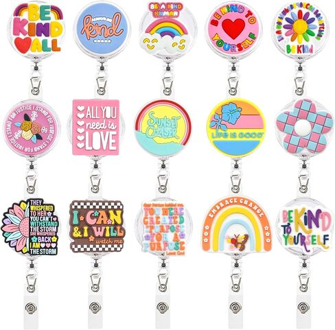 5PCS Mexican Cute Badge Reel Holder,ID Card Badge Holder Retractable for Kids,Nurses,Name Badge Holders with Clip for Offices in Kuwait