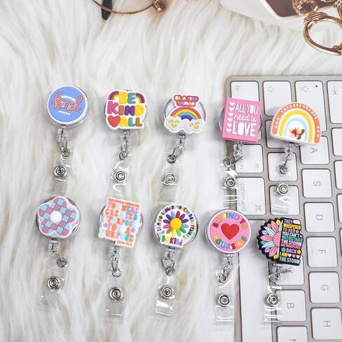 5PCS Mexican Cute Badge Reel Holder,ID Card Badge Holder Retractable for Kids,Nurses,Name Badge Holders with Clip for Offices in Kuwait