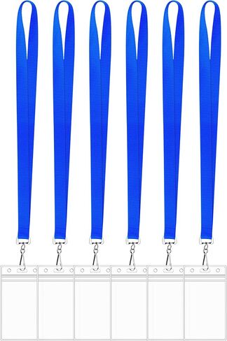 6 Pack Lanyard for Cruise Ship Cards Waterproof Vertical Clear ID Badge Holder with Lanyard, Black in Saudi Arabia