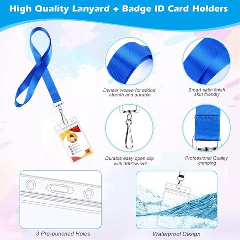 6 Pack Lanyard for Cruise Ship Cards Waterproof Vertical Clear ID Badge Holder with Lanyard, Black in Saudi Arabia