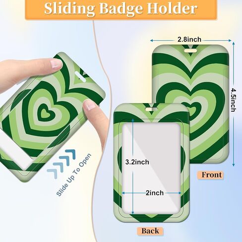 Teacher Lanyard for ID Badge Card, Cute Green Heart Men Women Beaded Breakaway Neck Lanyards Name Tag Badges Holder Aesthetic Work Keys Accessories in Saudi Arabia