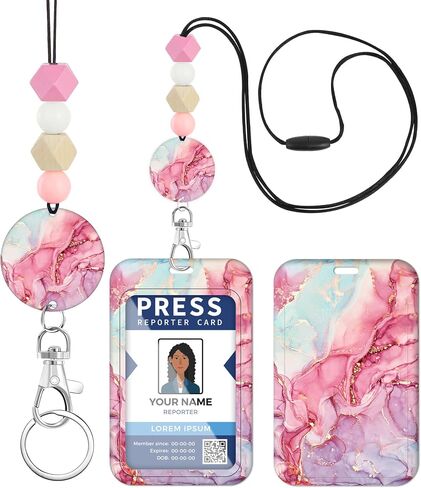 Teacher Lanyard for ID Badge Card, Cute Green Heart Men Women Beaded Breakaway Neck Lanyards Name Tag Badges Holder Aesthetic Work Keys Accessories in Saudi Arabia